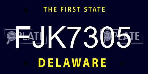 FJK7305 Delaware License Plate