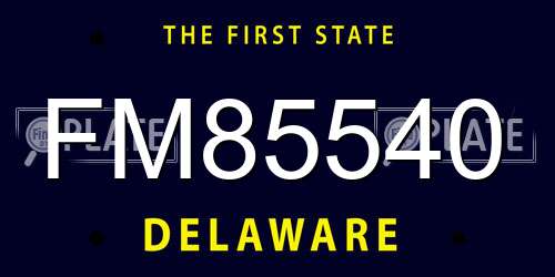FM85540 Delaware License Plate