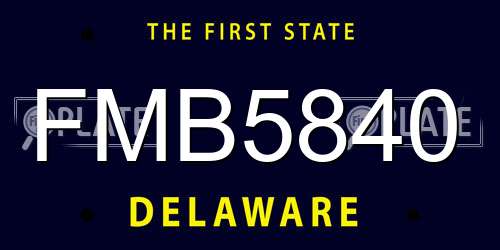 FMB5840 Delaware License Plate