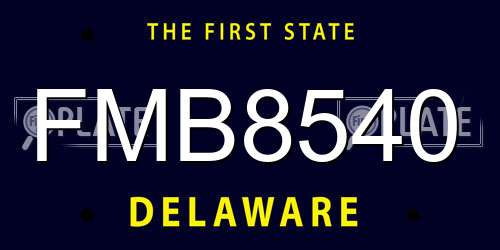 FMB8540 Delaware License Plate