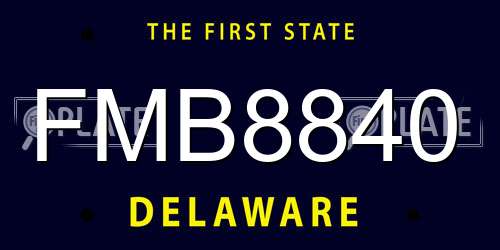 FMB8840 Delaware License Plate