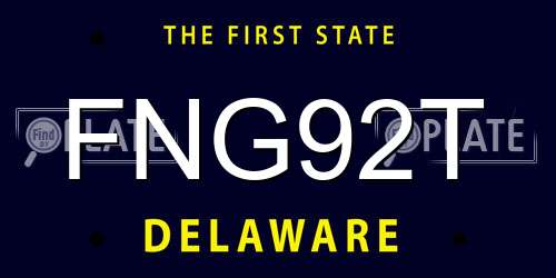 FNG92T Delaware License Plate