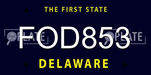 FOD853 Delaware License Plate