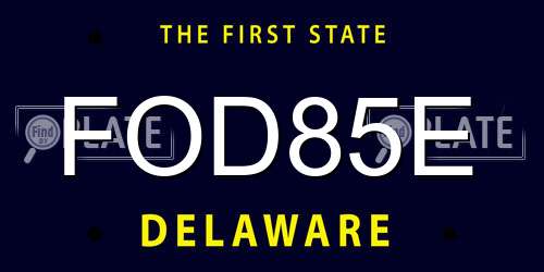 FOD85E Delaware License Plate