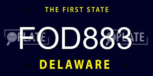 FOD883 Delaware License Plate