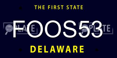 FOOS53 Delaware License Plate