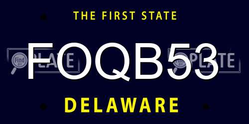 FOQB53 Delaware License Plate
