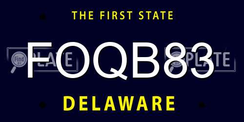 FOQB83 Delaware License Plate