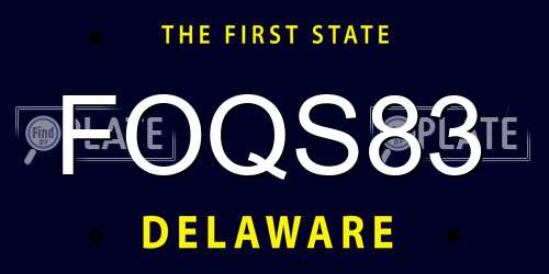 FOQS83 Delaware License Plate