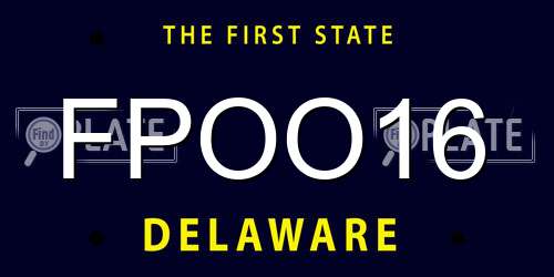 FPOO16 Delaware License Plate