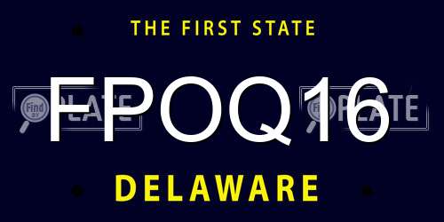 FPOQ16 Delaware License Plate
