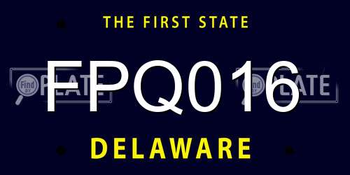 FPQ016 Delaware License Plate