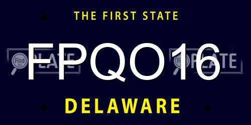 FPQO16 Delaware License Plate