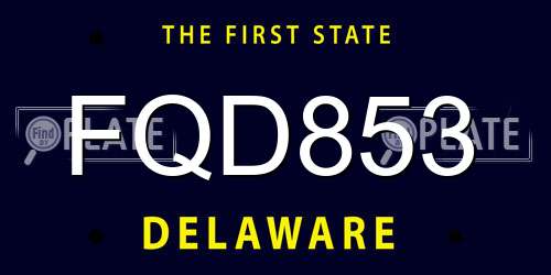 FQD853 Delaware License Plate