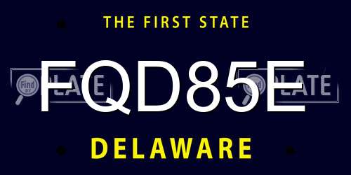 FQD85E Delaware License Plate