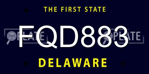 FQD883 Delaware License Plate