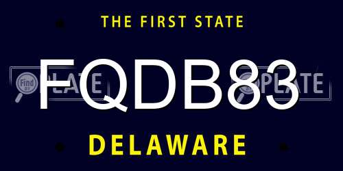 FQDB83 Delaware License Plate