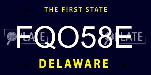 FQO58E Delaware License Plate