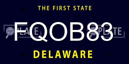 FQOB83 Delaware License Plate