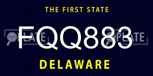 FQQ883 Delaware License Plate