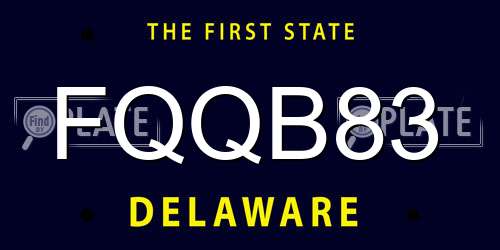 FQQB83 Delaware License Plate