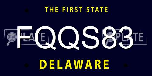 FQQS83 Delaware License Plate