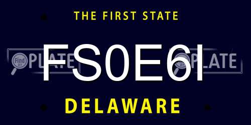 FS0E6I Delaware License Plate