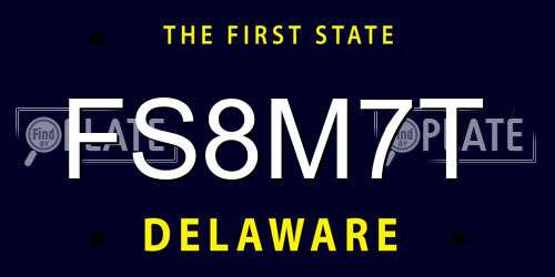 FS8M7T Delaware License Plate