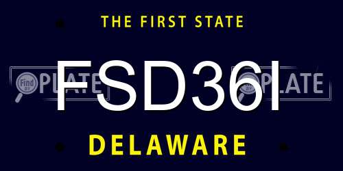 FSD36I Delaware License Plate