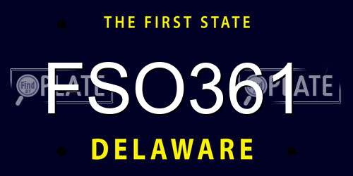 FSO361 Delaware License Plate