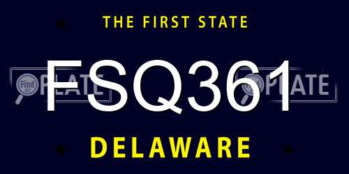 FSQ361 Delaware License Plate