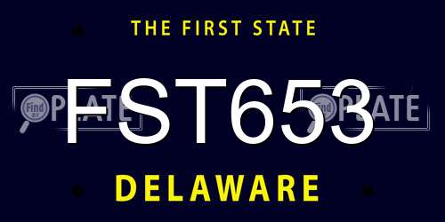 FST653 Delaware License Plate