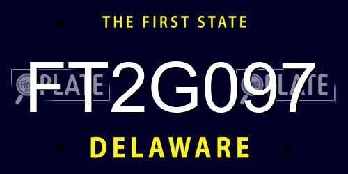 FT2G097 Delaware License Plate