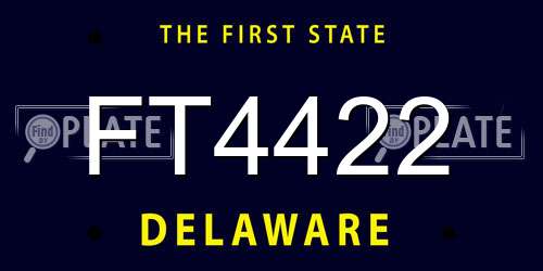 FT4422 Delaware License Plate