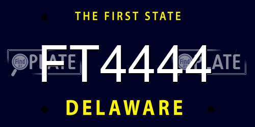 FT4444 Delaware License Plate
