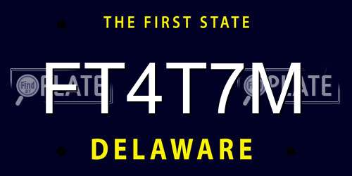 FT4T7M Delaware License Plate