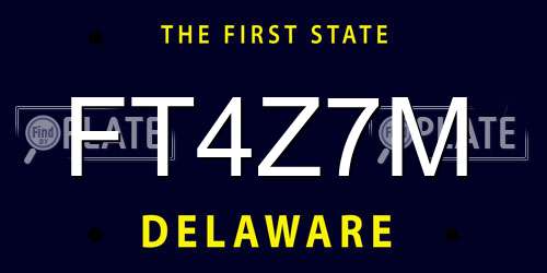 FT4Z7M Delaware License Plate
