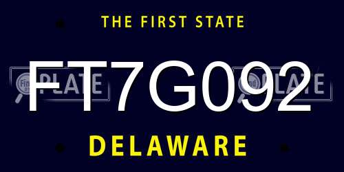 FT7G092 Delaware License Plate