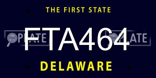 FTA464 Delaware License Plate