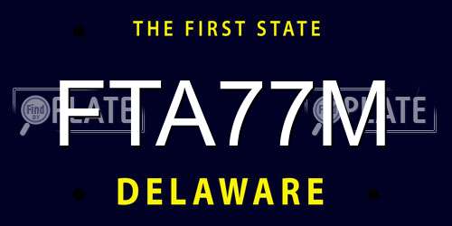 FTA77M Delaware License Plate