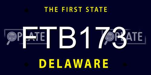 FTB173 Delaware License Plate