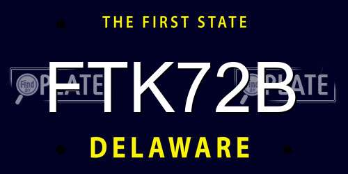 FTK72B Delaware License Plate