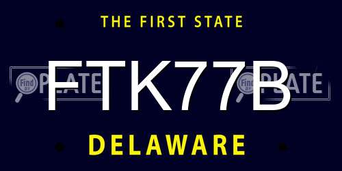 FTK77B Delaware License Plate
