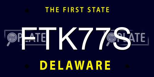 FTK77S Delaware License Plate