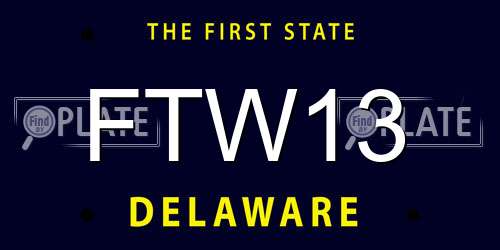 FTW13 Delaware License Plate