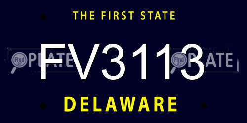 FV3113 Delaware License Plate