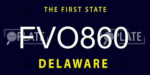 FVO860 Delaware License Plate