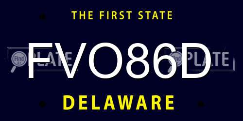 FVO86D Delaware License Plate