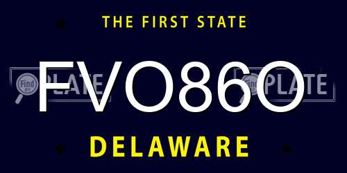 FVO86O Delaware License Plate