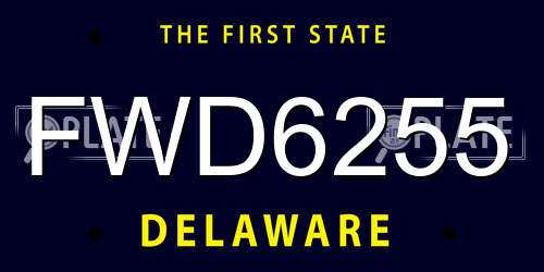 FWD6255 Delaware License Plate